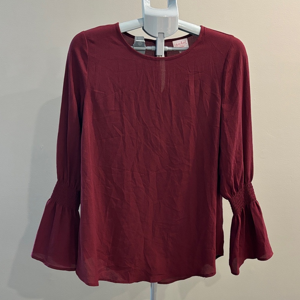 Isabel Maternity Deep Red Flared Sleeve Blouse, size XS
